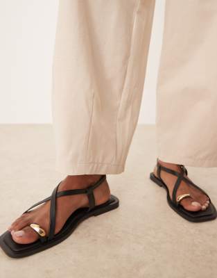 ASOS DESIGN - Pantalon large en lin mélangé - Beige