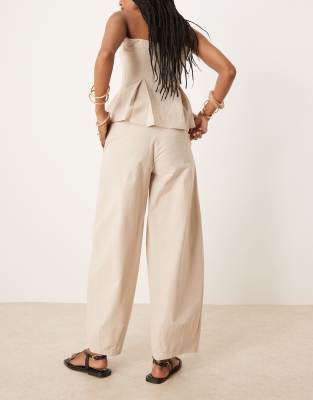 ASOS DESIGN - Pantalon large en lin mélangé - Beige