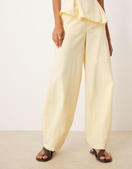 ASOS DESIGN - Pantalon large d'ensemble en lin mélangé - Beurre