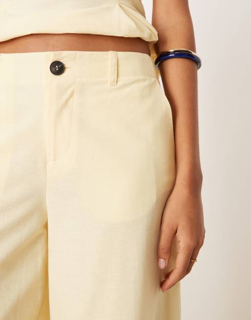 ASOS DESIGN - Pantalon large d'ensemble en lin mélangé - Beurre