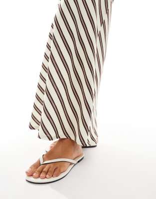ASOS DESIGN linen look bias cut maxi skirt in stripe