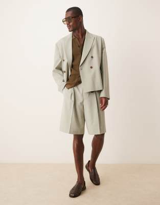 Asos Design Linen Look Boxy Suit Jacket