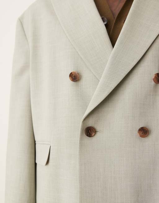 ASOS DESIGN - Veste de costume coupe carrée aspect lin - Vert sauge
