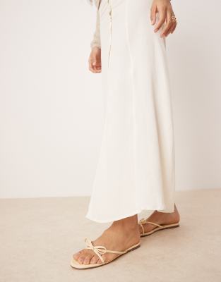 Asos Design Linen Look Button Up Maxi Skirt In White