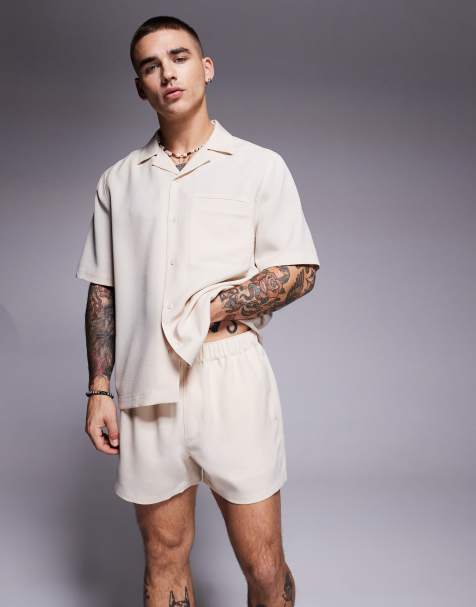ASOS DESIGN linen look co-ord in stone - view 1