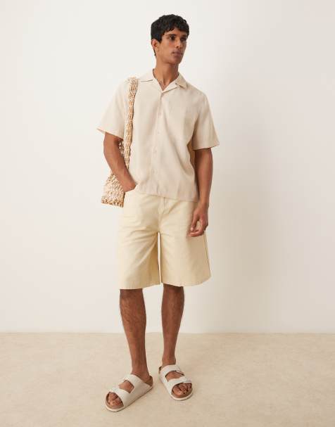 ASOS DESIGN linen look co-ord in stone - view 1