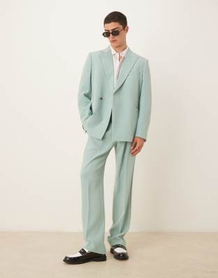 Asos Design Linen-look Double Breasted Regular Suit Jacket