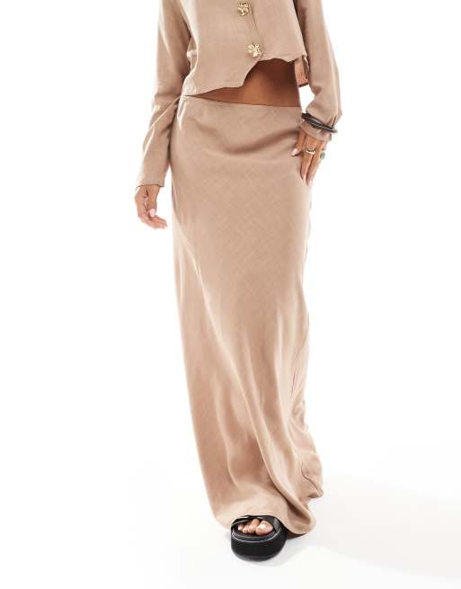 ASOS DESIGN linen look maxi skirt in stone - part of a set, 3 of 5