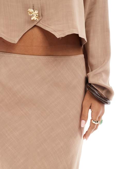 ASOS DESIGN linen look maxi skirt in stone - part of a set, 4 of 5