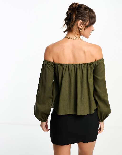 Olive off discount the shoulder top