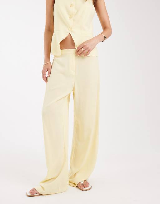 ASOS DESIGN linen look pants in buttermilk - part of a set, 3 of 5