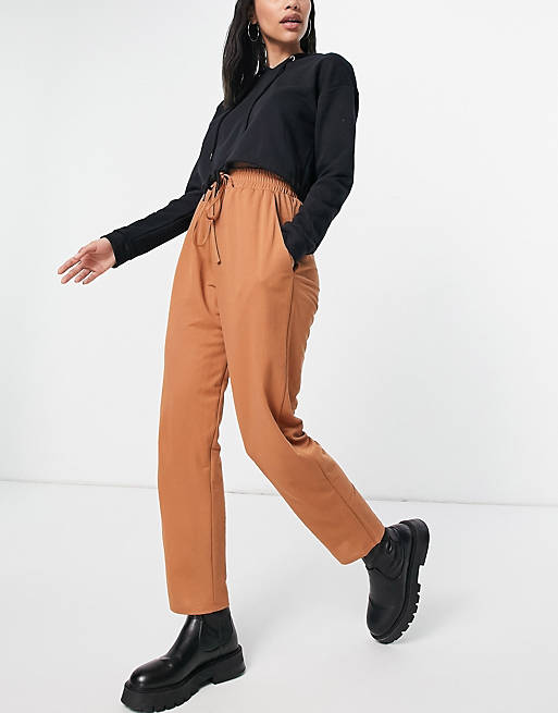 Trousers & Leggings linen look peg trouser in rust 