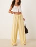 ASOS DESIGN long sleeve off shoulder corset waist tee in cream