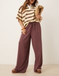 [ASOS DESIGN] ASOS DESIGN linen look pull on pants in plum-Red XS Plum