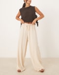 [ASOS DESIGN] ASOS DESIGN linen look pull on pants in stone-Neutral XS Stone