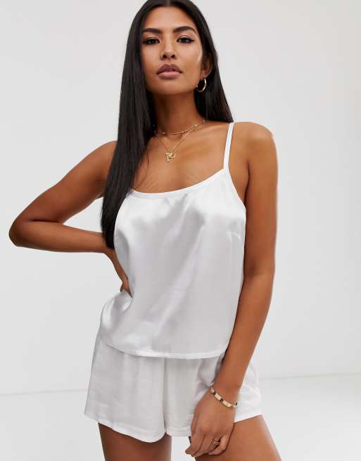 ASOS DESIGN linen look pyjama short with satin waist ASOS