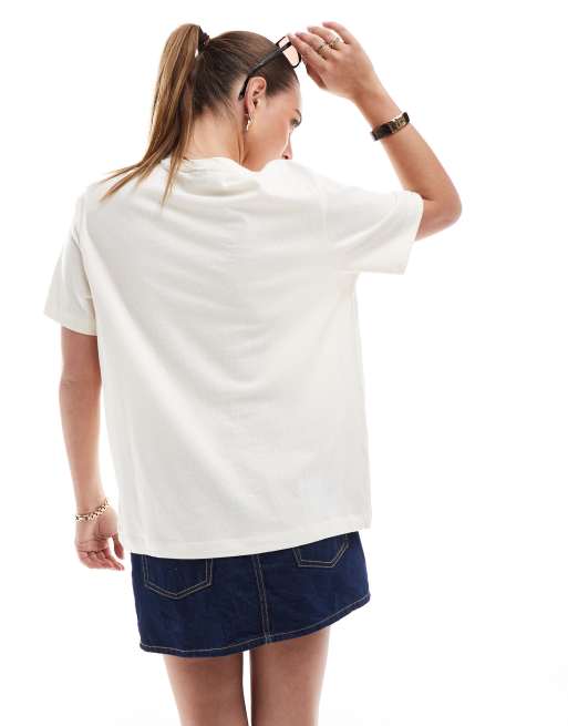ASOS DESIGN linen look regular fit T-shirt with shell graphic in cream