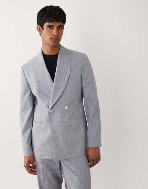 ASOS DESIGN linen look regular suit jacket in grey - view 1