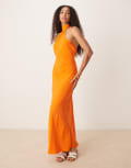 [ASOS DESIGN] ASOS DESIGN linen look scarf maxi dress in tangerine-Orange 12 Tangerine