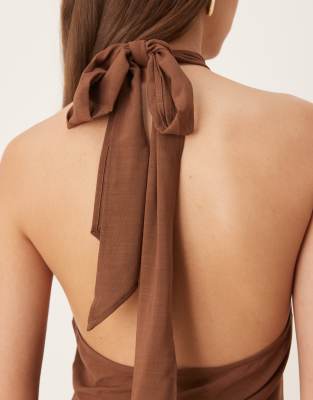 Asos Design Linen Look Scarf Mini Dress