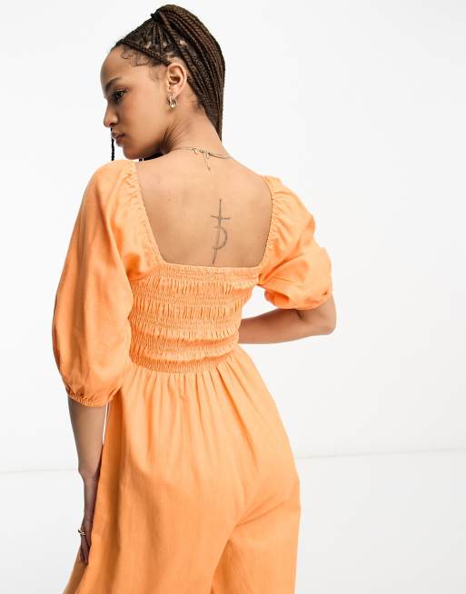 ASOS DESIGN strappy culotte jumpsuit in orange