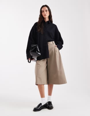 Asos Design Linen Look Shirt In Black