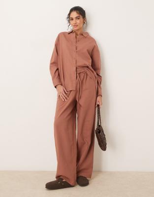 ASOS DESIGN OVERSIZED LINEN LOOK SHIRT CO-ORD