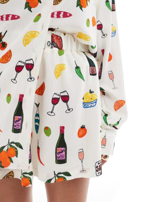 ASOS DESIGN linen look shorts in vacation print - part of a set, 4 of 5