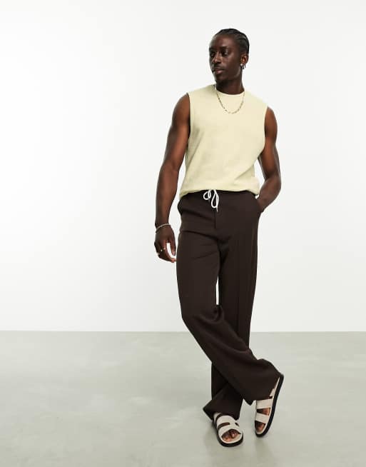 ASOS DESIGN linen look singlet in ecru