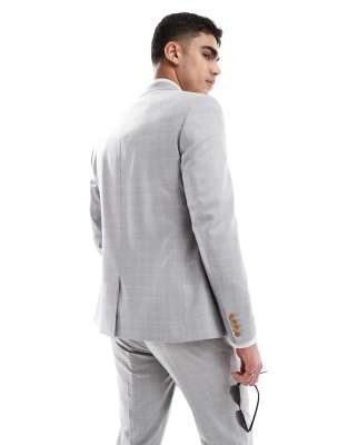 Asos Design Linen Look Skinny Suit Jacket In Gray