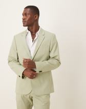 Jack & Jones Premium linen mix slim fit suit blazer in beige 