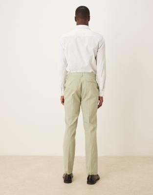 Asos Design Linen Look Slim Suit Pants With Front Pleat
