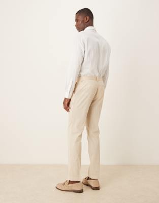 Asos Design Linen Look Slim Suit Pants With Front Pleat