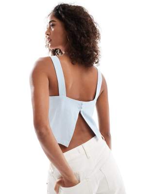Asos Design Linen Look Square Neck Cami Top