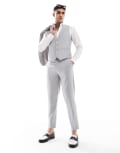 [ASOS DESIGN] ASOS DESIGN linen look tapered suit pants in grey tonal check W30 L30 GREY