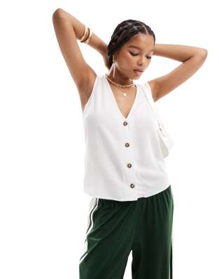 linen look vest in white