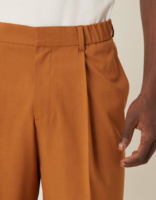 ASOS DESIGN linen look wide suit short in rust, 5 of 5