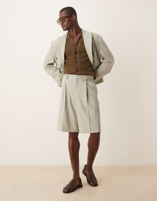 Asos Design Linen Look Wide Suit Shorts