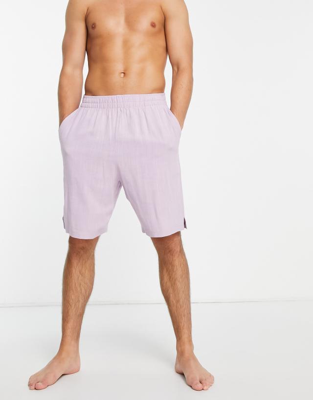 ASOS DESIGN linen lounge short in purple