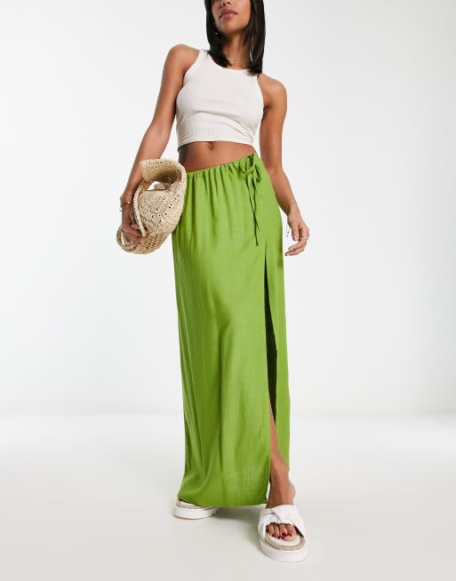 Asos green shop maxi skirt