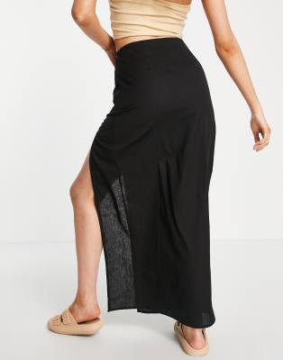 black straight maxi skirt