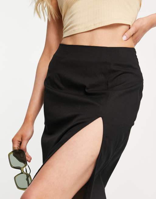 Asos linen midi outlet skirt