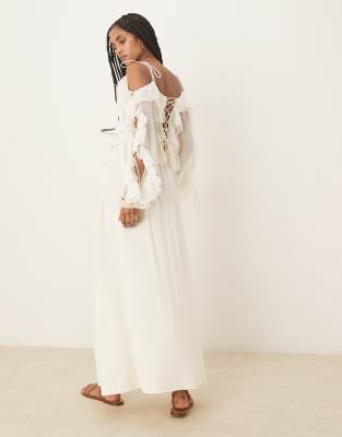 Asos Design Linen Mix A-line Maxi Skirt