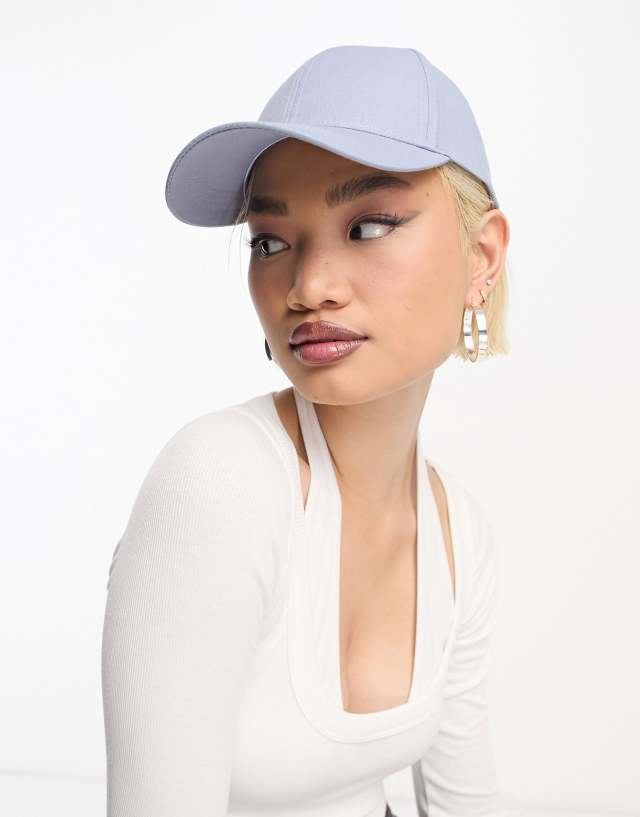 ASOS DESIGN linen mix cap in blue