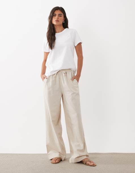 ASOS DESIGN linen mix pants in natural - part of a set - view 1