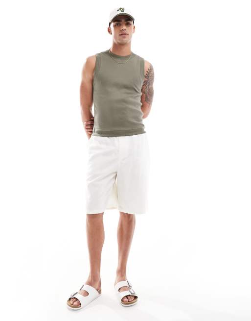 ASOS DESIGN linen mix shorts in white