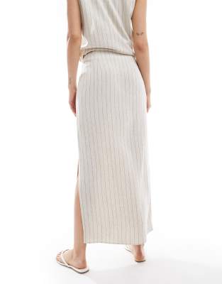 ASOS DESIGN LINEN MIX STRIPED MAXI SKIRT - PART OF A SET-MULTI 