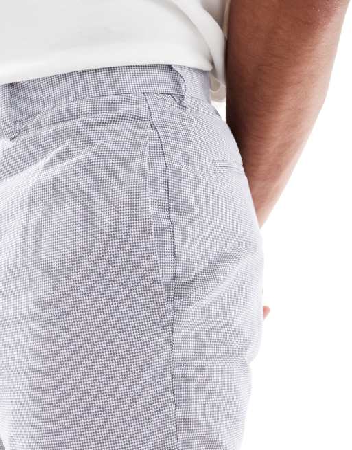 ASOS DESIGN linen-mix tapered suit pants grey puppytooth, 5 of 5