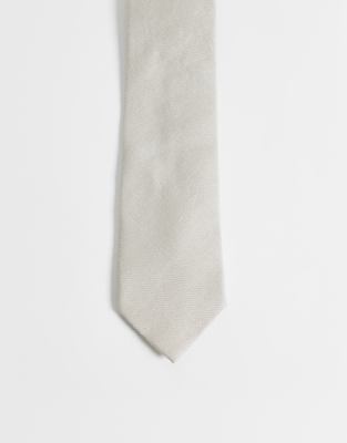 Asos Design Linen Mix Tie In White