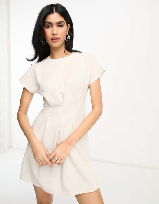 asos design nipped in waist mini dress ASOS DESIGN Petite nipped in waist mini dress in black
